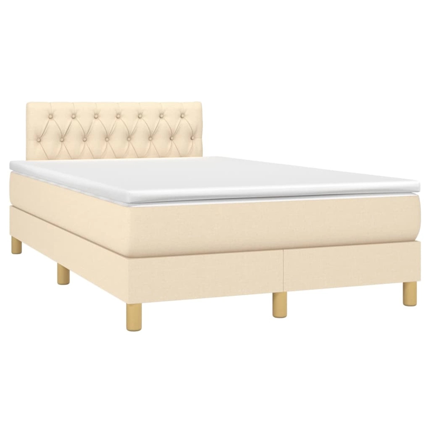 vidaXL Boxspringbett mit Matratze & LED Creme 120x200 cm Stoff 3133946 günstig online kaufen