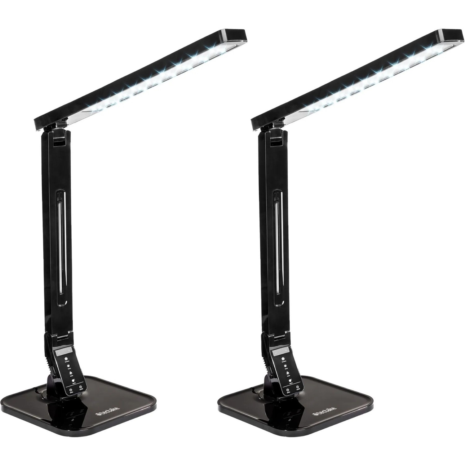 Tectake Schreibtischlampe  Led  14 W 5 Helligkeitsstufen  4 Farbtemperaturen 2Er Set 46 x 2 10 x 18 cm Schwarz
