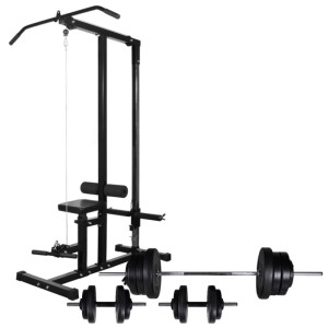 vidaXL Kraftturm mit Langhantel und Kurzhantel-Set 60,5 kg 275354