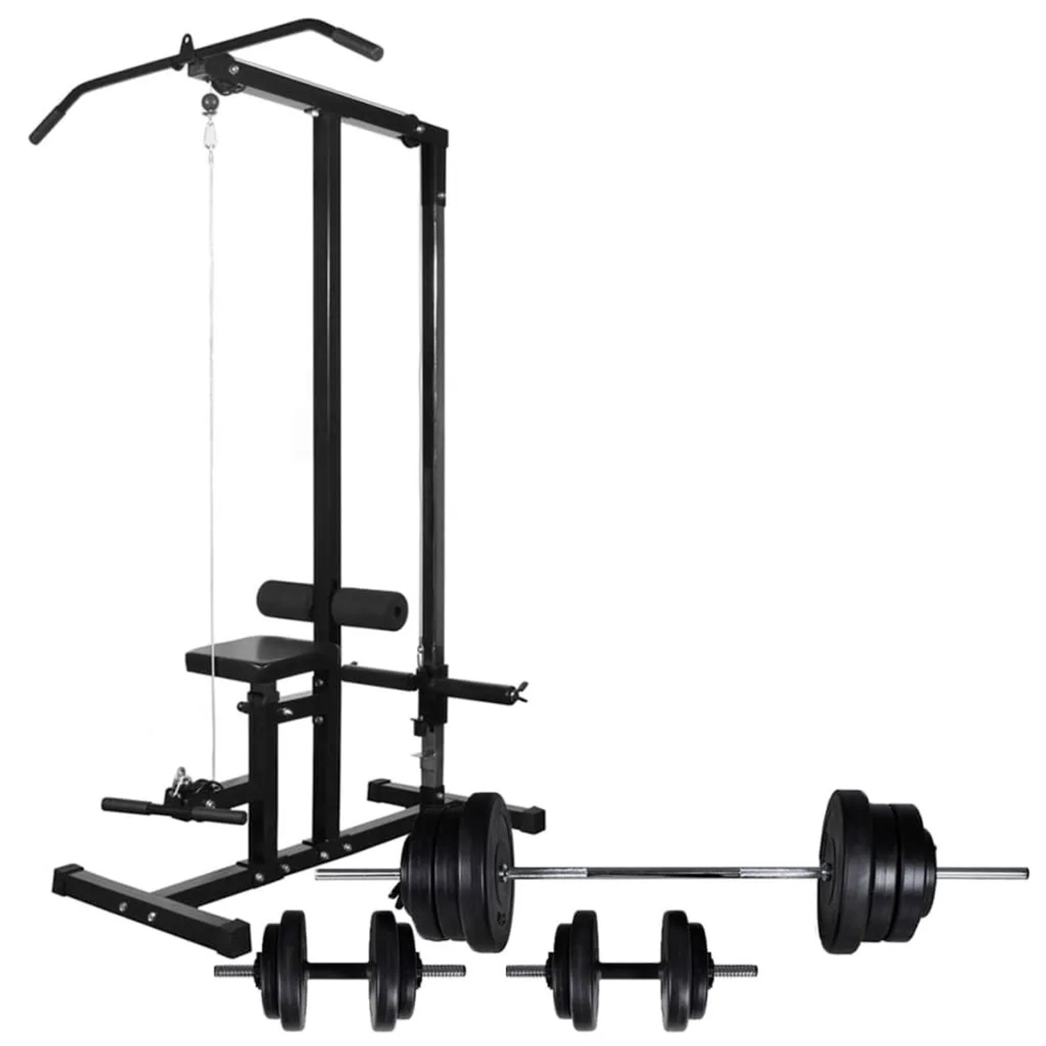 vidaXL Kraftturm mit Langhantel und Kurzhantel-Set 60,5 kg 275354