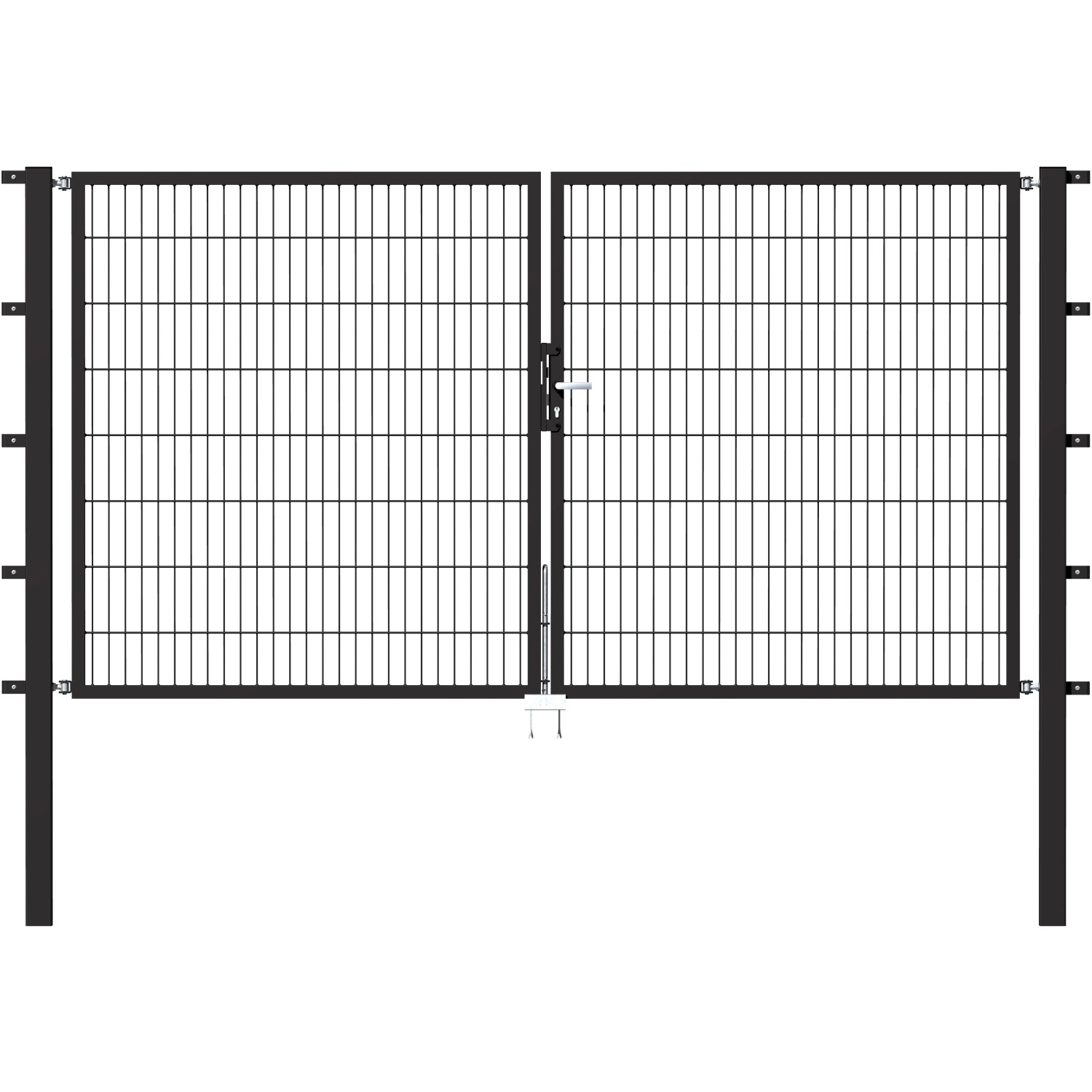 Metallzaun Doppeltor für Doppelstabmatte Anthrazit 200 cm x 300 cm