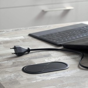SOTECH Doppel Einbausteckdose Oval Schwarz mit Schuko USB