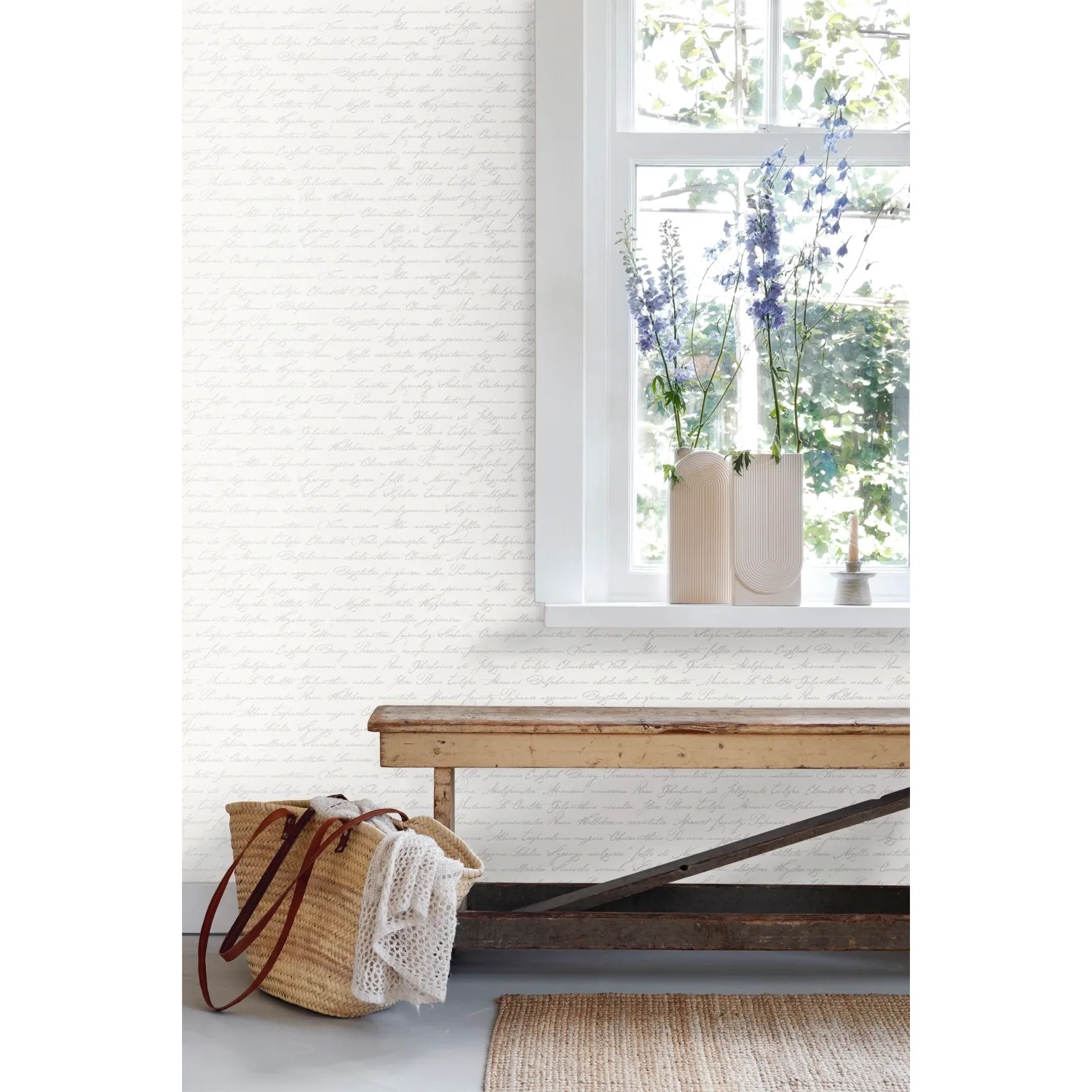 ESTAhome Tapete Handgeschriebene Lateinische Blumennamen Silber 53 Cm X 1005 Cm 128031_5