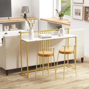 Costway Konsolentisch Beistelltisch Gold Weiß 120 x 32,5 x 88 cm
