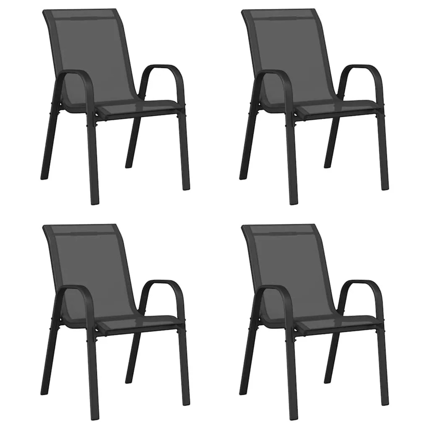 Furnicato Stapelbare Gartenstühle 4 Stk  Schwarz Textilene