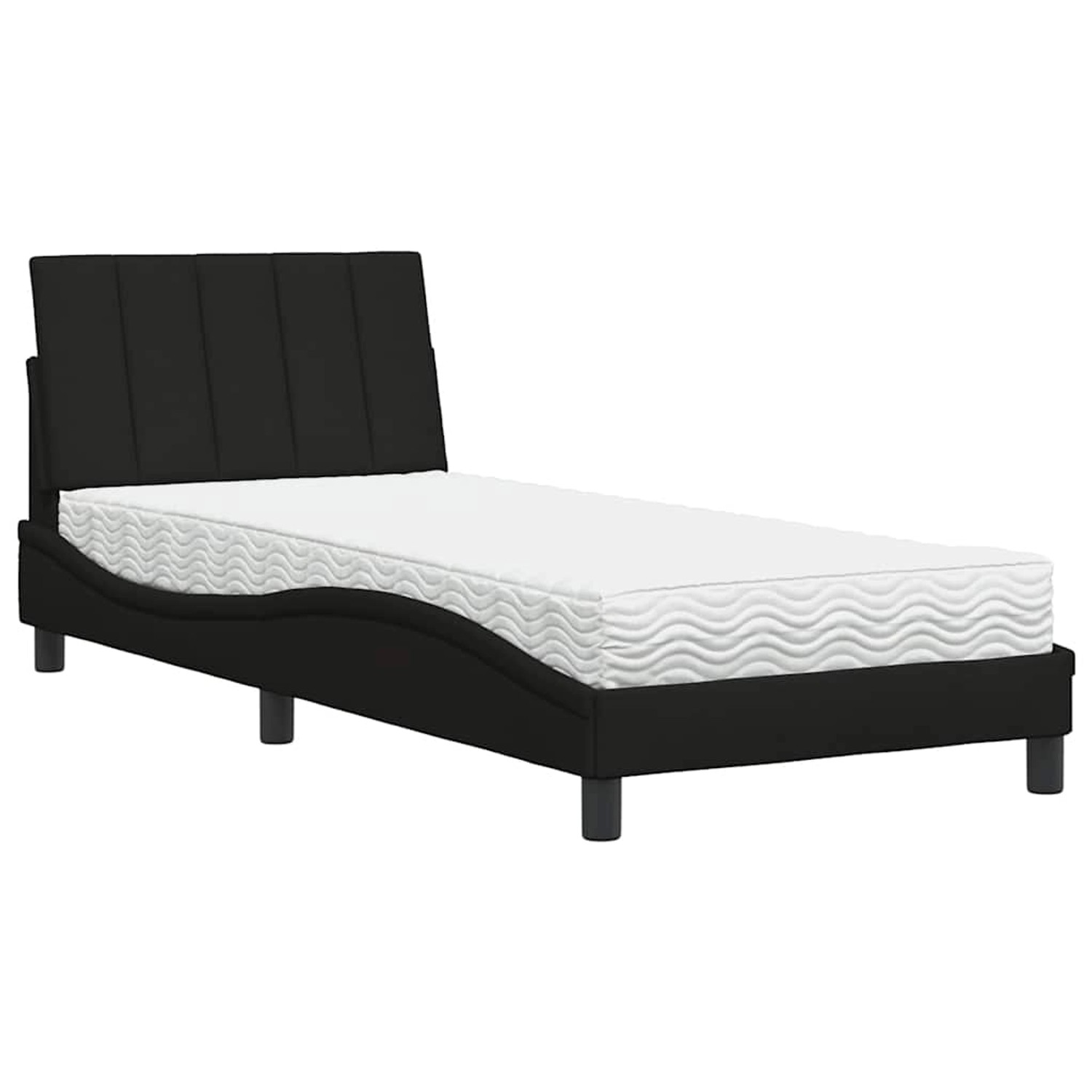 vidaXL Bett mit Matratze Hanko Schwarz 90x190 cm Stoff 3310498