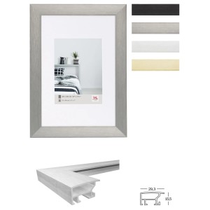 walther design Aluline Bilderrahmen, 50x70 cm, Silber. Aluminiumrahmen mit Passepartout.