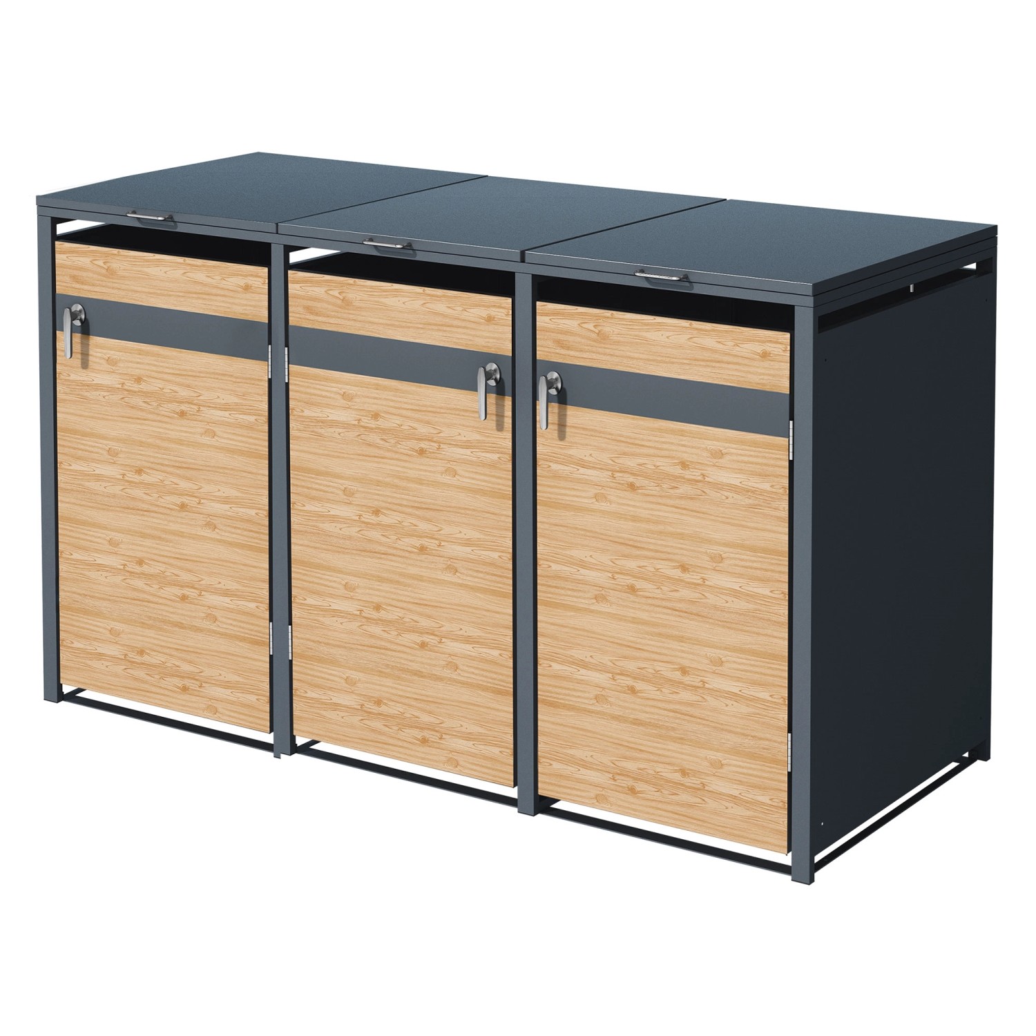 ML-Design Mülltonnenbox 3Er Anthrazit-Lärchenoptik 200x80x116,3 cm günstig online kaufen