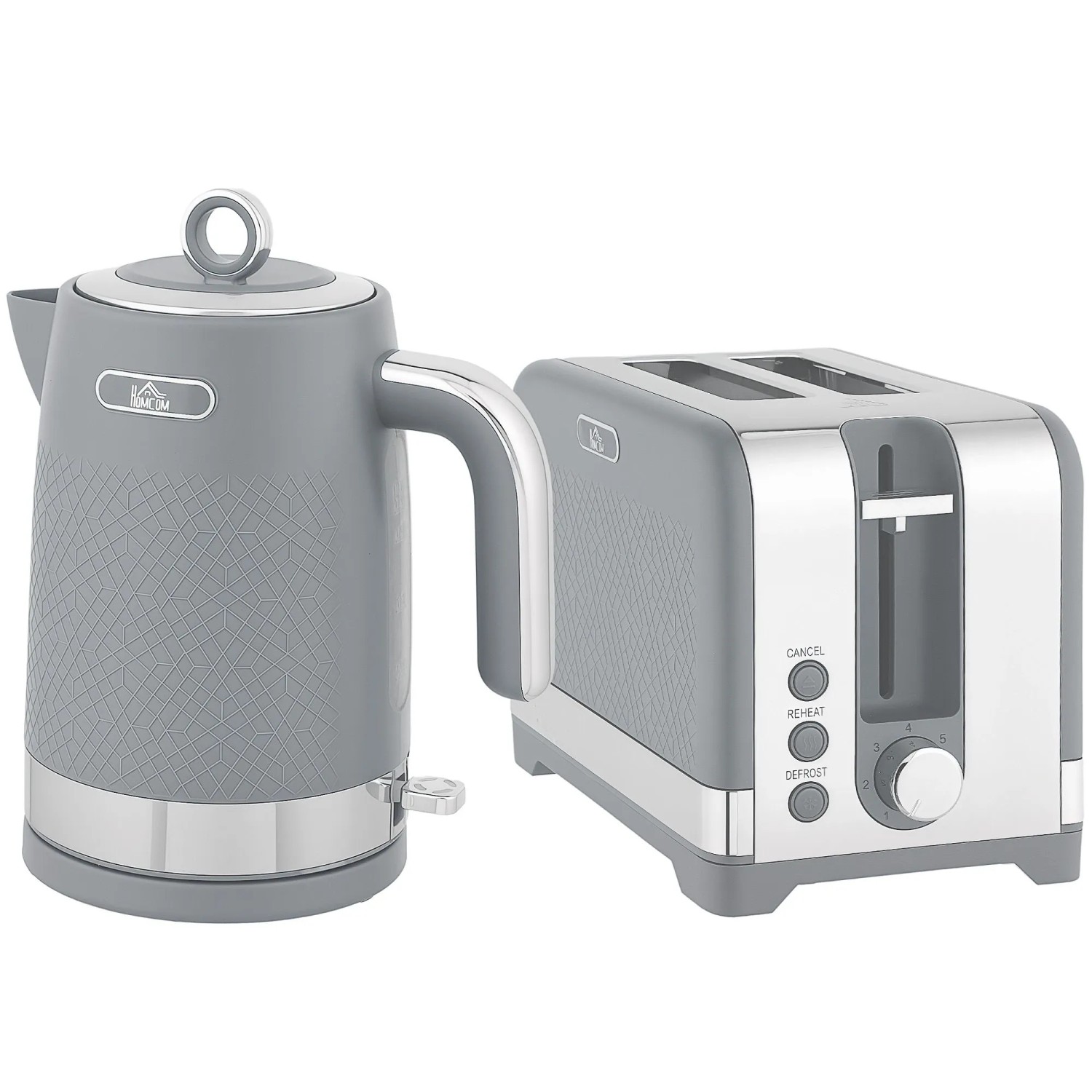 HOMCOM Wasserkocher- und Toaster-Set Stahl 23,6 x 16 x 27,6 cm Grau