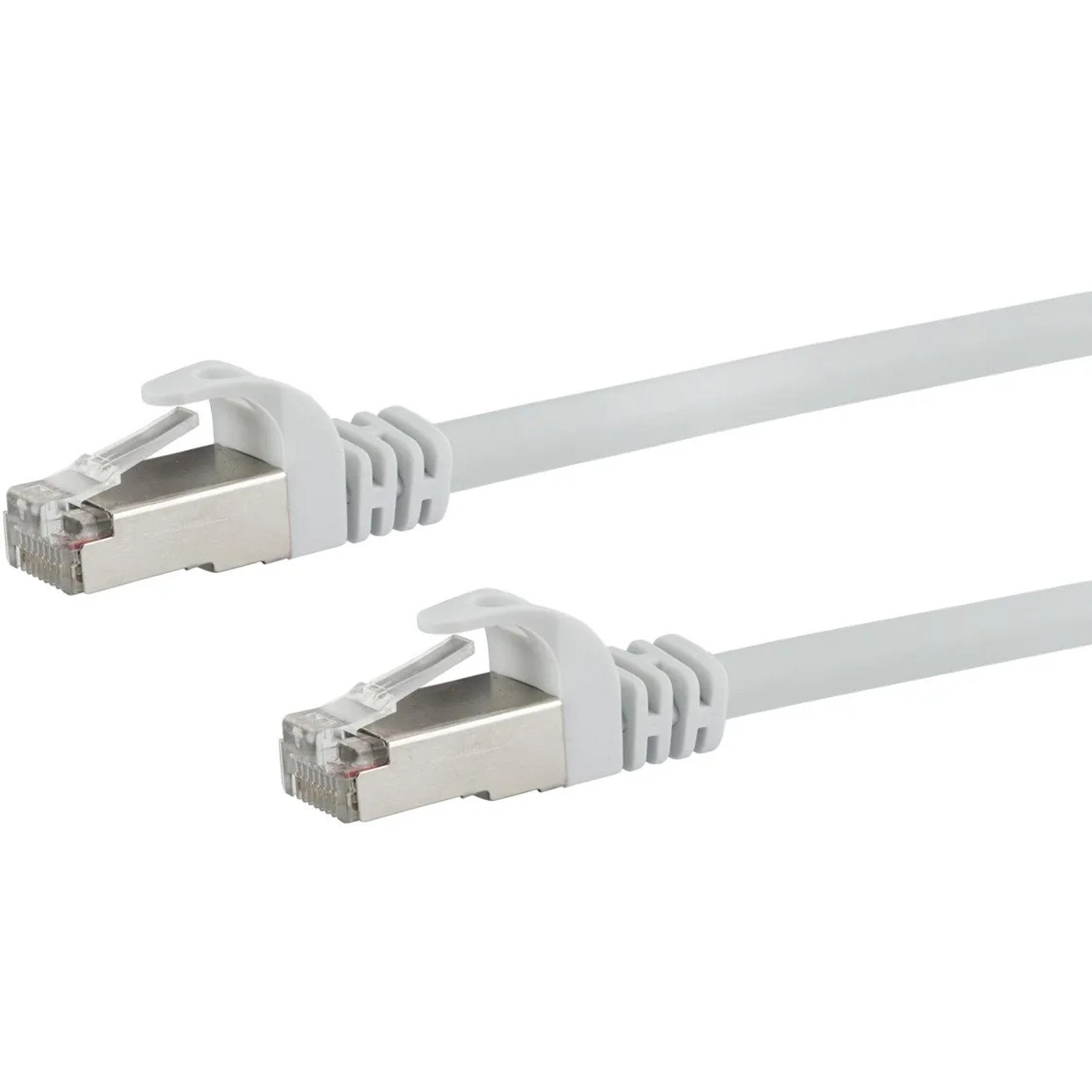 Weißes Schwaiger CAT 6 Netzwerkkabel (10 m) mit RJ45-Steckern für Netzwerktechnik.