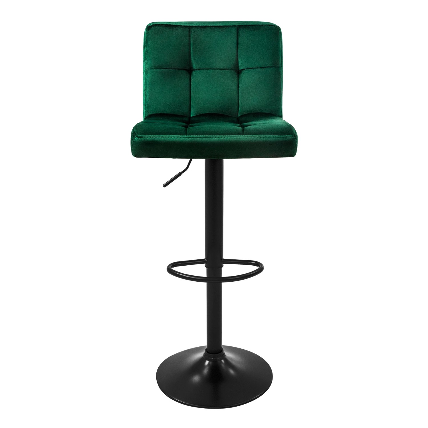 Grüner Samt Barhocker im 2er Set mit Rückenlehne, höhenverstellbar und drehbar.