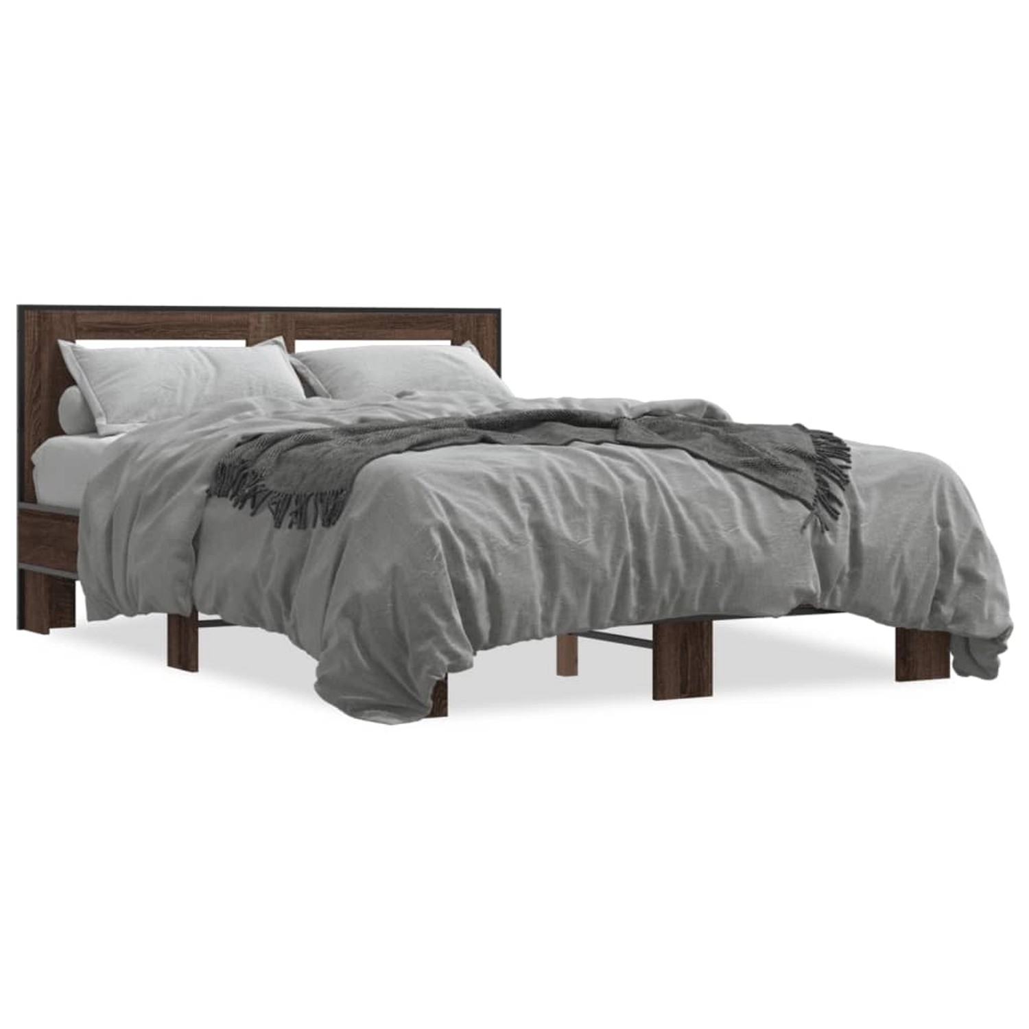 vidaXL Bettgestell Braun Eichen-Optik 140x190 cm Holzwerkstoff Metall 32801 günstig online kaufen
