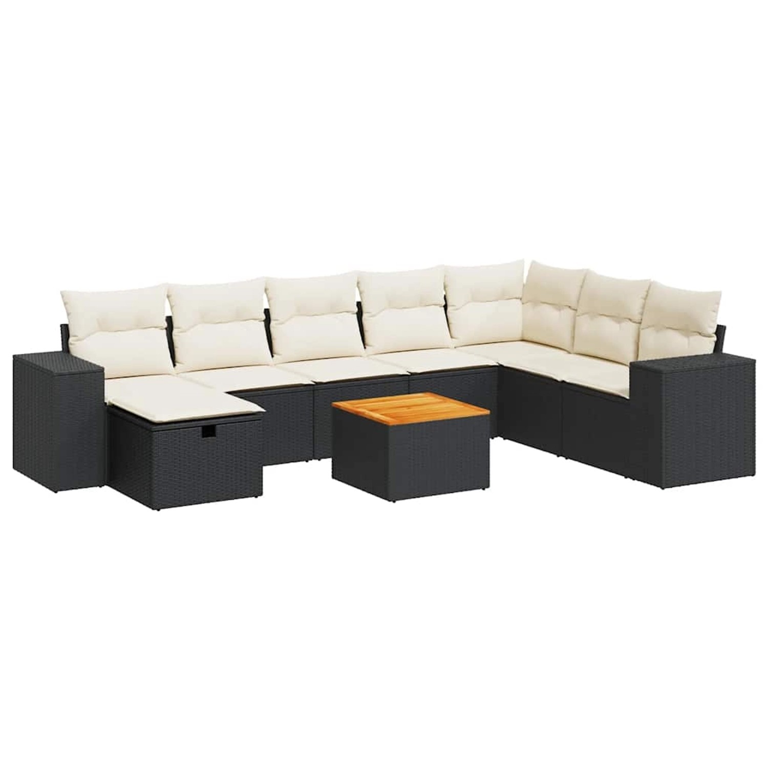 vidaXL 9-Tlg Garten-Sofagarnitur mit Kissen Schwarz Poly Rattan 3325885 günstig online kaufen