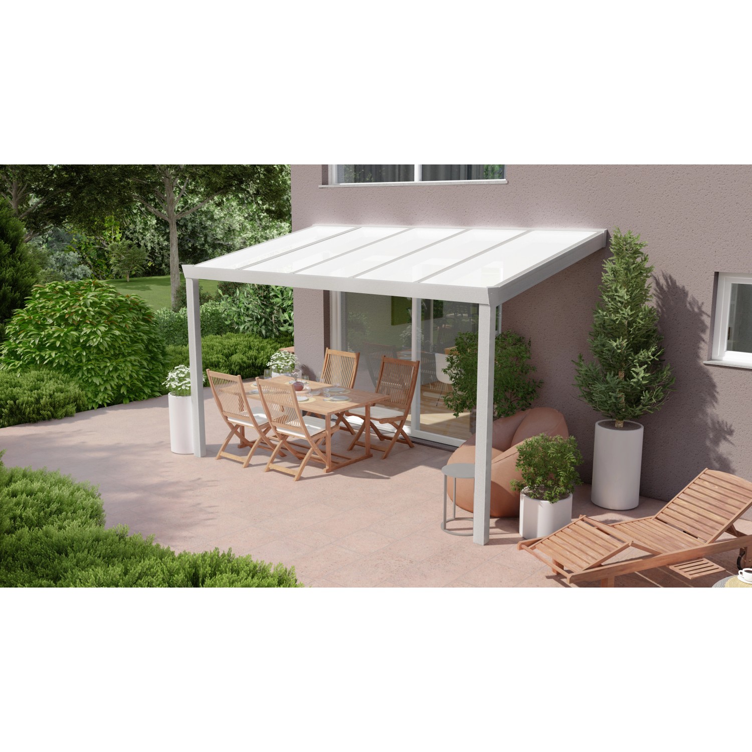 Terrassenüberdachung Professional 400 cm x 200 cm Grau Struktur PC Opal günstig online kaufen