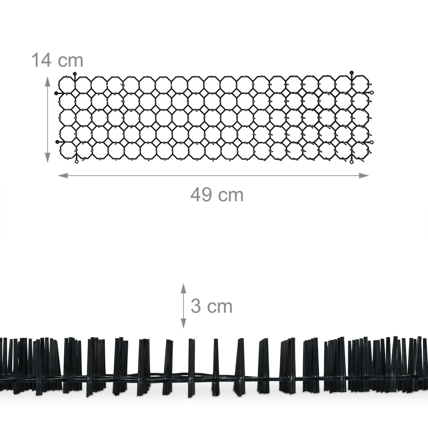 Relaxdays Dornengitter 6er Set, Kunststoff schwarz, 49x14x3cm, als Katzenschutz für Garten & Beet.