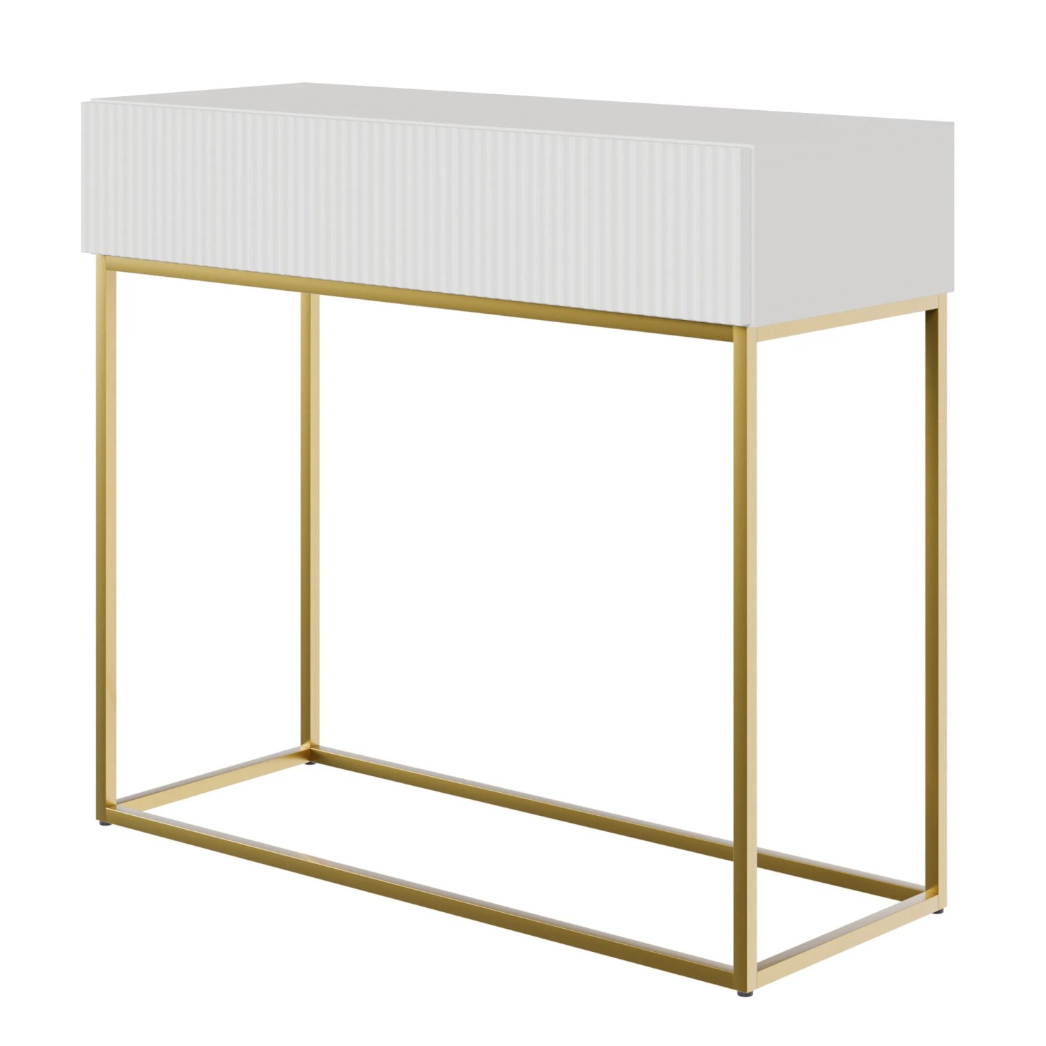 Selsey Veldio Konsolentisch 90 cm mit Lamellenfront und Schublade Weiß mit günstig online kaufen