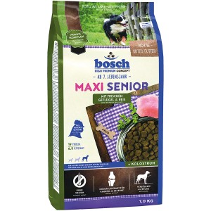 Bosch Pets Maxi Senior Hunde-Trockenfutter mit Geflügel & Reis, 1kg für ältere Hunde großer Rassen.