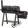 Schwarzer El Fuego Holzkohlegrill/Smoker Buffalo mit Rädern, Ablage und Thermometer.