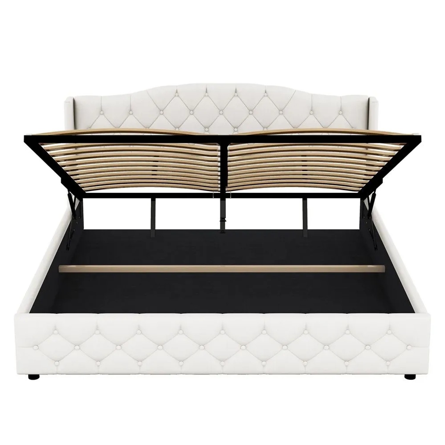 KOMHTOM Multifunktionales Flachbett 180 x 200 Cm  Mit Hydraulischer Unterstützung  Bezug Leinen + Mdf  Beige  Ohne Matratze