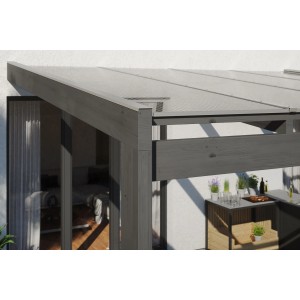Skan Holz Terrassenüberdachung Novara, 450x259 cm, schiefergrau, mit Polycarbonat-Doppelstegplatten.
