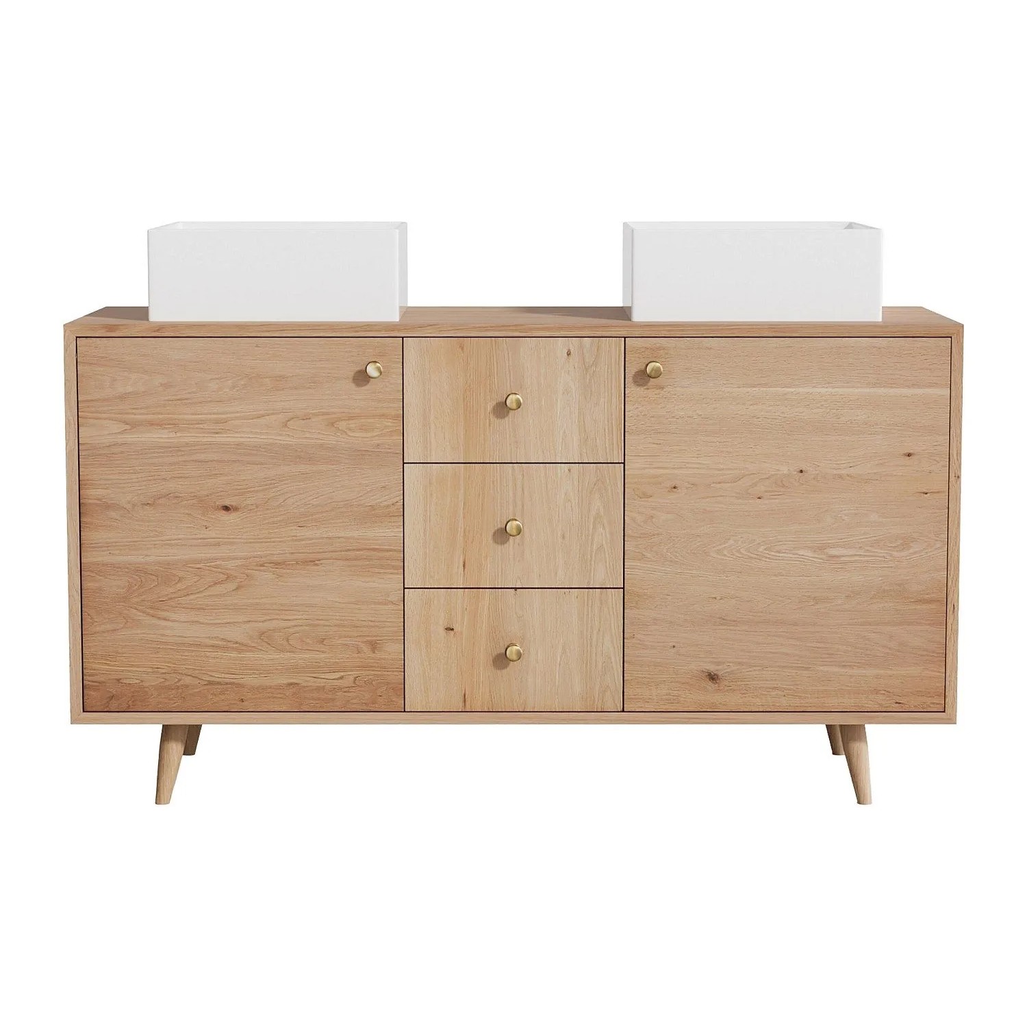 Vente-unique Doppelwaschtisch Zareno Naturfarben Hell 145 cm