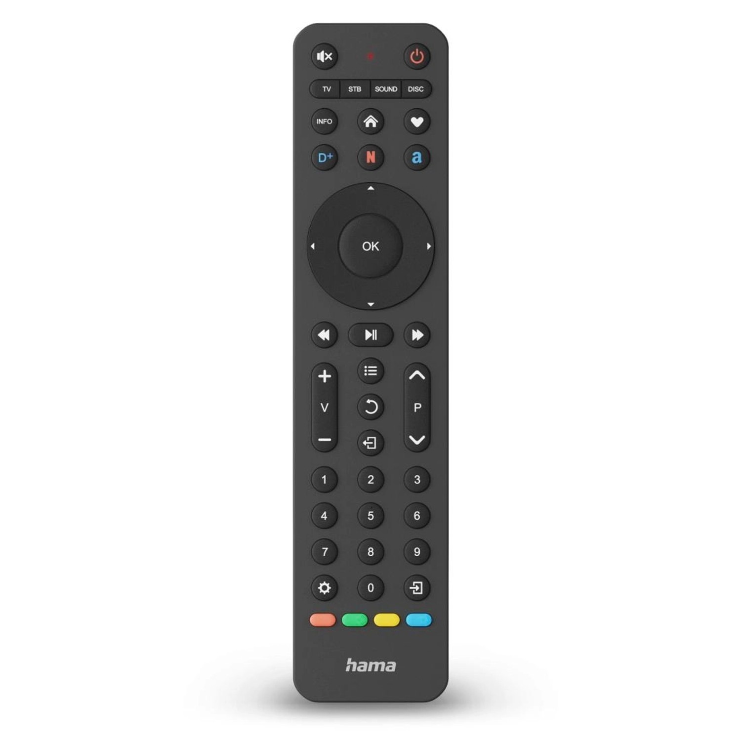 Hama Universal-Fernbedienung TV Infrarot für 4 Geräte lernfähig App-Tasten