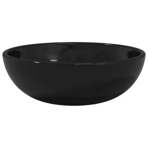 Schwarzes, rundes Waschbecken aus Hartglas, 35x12 cm. Elegantes Design für Bad und WC.