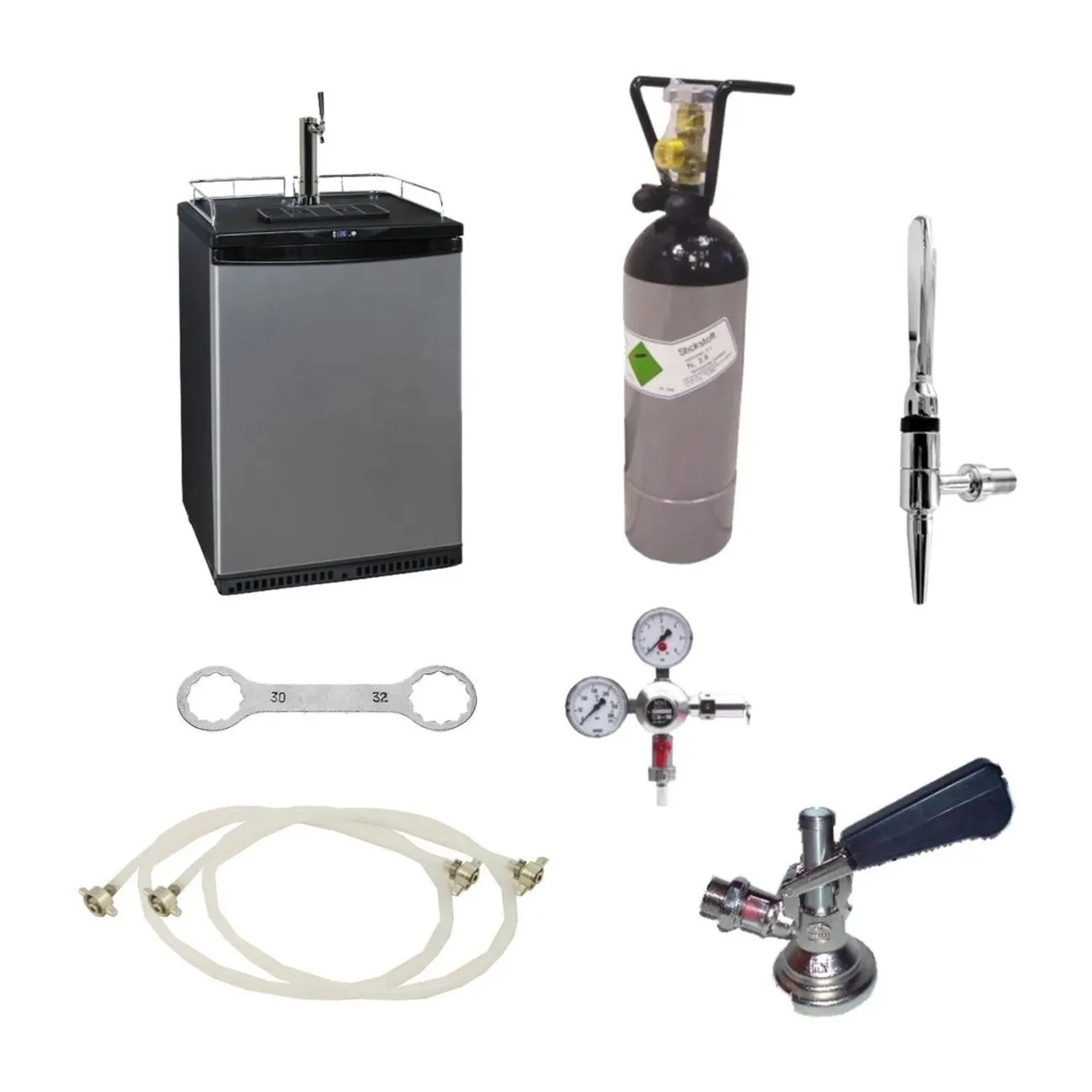 Ich-Zapfe Zapfanlage Komplettset für Cold Brew Kaffee 50, Fasskühlschrank Stickstoff-System Nc Adapter Silber Metall