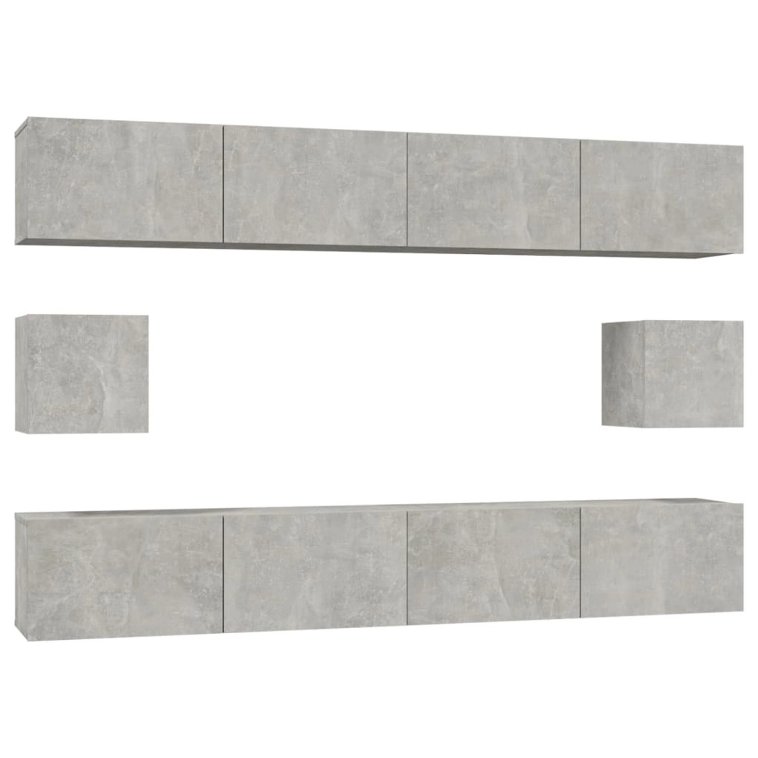 VidaXL 6-tlg. TV-Schrank-Set Betongrau Holzwerkstoff 1