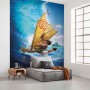 Komar Vliesfototapete Moana: Maui und Vaiana auf dem Ozean, reitend auf einer Welle.