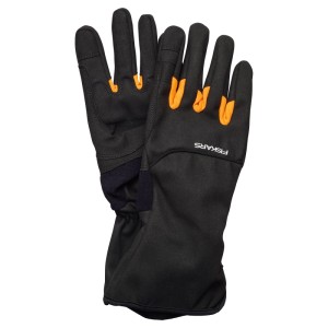Fiskars Strauchpflege Handschuhe Gr. 8, schwarz-orange, für Gartenarbeiten mit stacheligen Pflanzen.