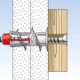 Fischer Duoblade Gipskartondübel (40 Stk.) in Anwendung: Dübel in Gipskartonwand und Holz verschraubt.