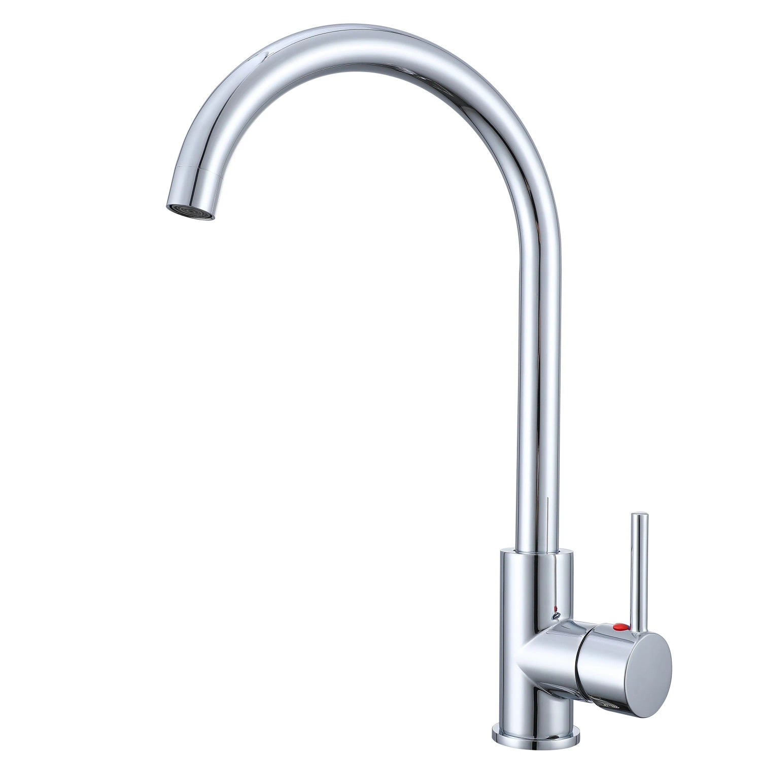AICA Küchenarmatur Messingkern Einhandmischer 38cm Hochbogen Wasserhahn Küche 360 Grad Schwenkbar Chrom