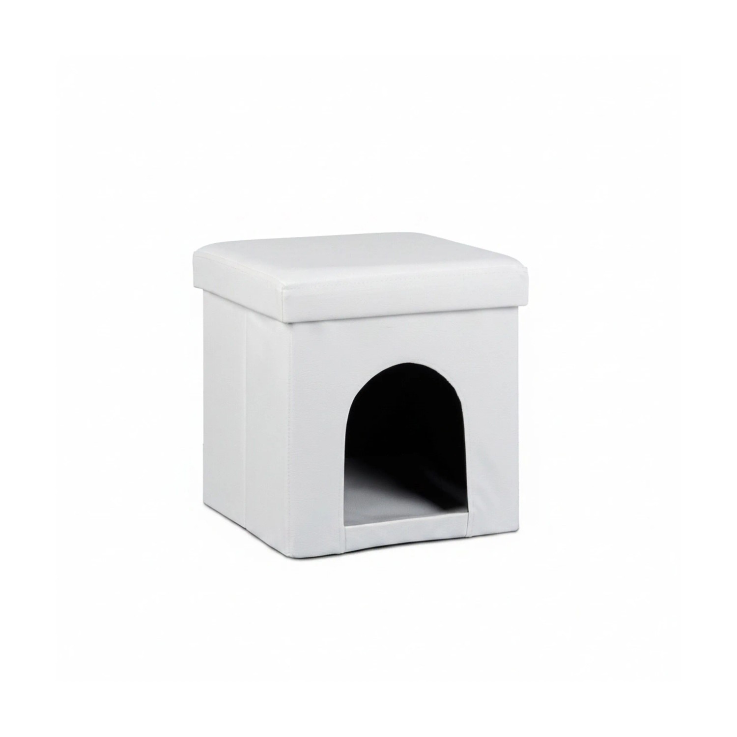 Relaxdays Hundebox Sitzhocker Kunstleder Weiß Faltbar Belastbar bis 300 kg 38 cm x 38 cm x 38 cm