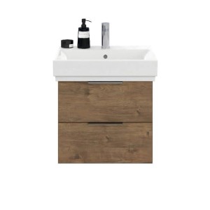 Steinkamp Waschtischunterschrank Living 2.0 Eiche mit GROHE Cube Waschtisch, 60 cm.
