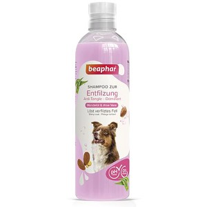 Beaphar Entfilzungs-Shampoo für Hunde, 250ml Flasche mit Hundemotiv.