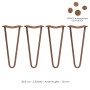 4er Set Monstershop Tischbeine, 30.5cm, Kupfer, 2 Streben, inkl. Bodenschützer.