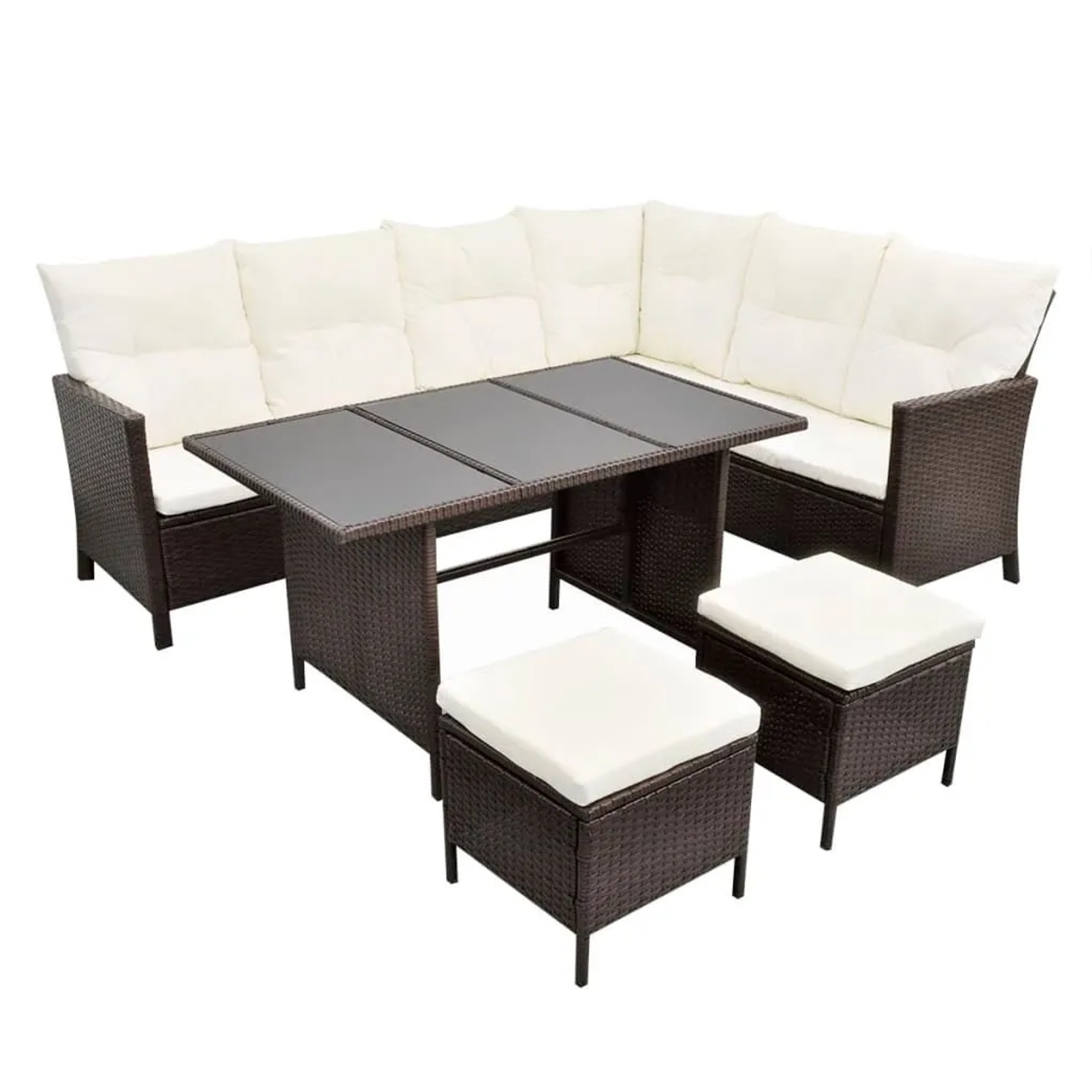Furnicato 4-tlg Garten-lounge-set Mit Auflagen Poly Rattan Braun