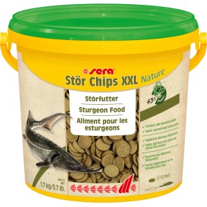 Eimer Sera Stör Chips XXL Nature Teichfutter für Störe ab 40cm. Hauptfutter ohne Farb- und Konservierungsstoffe.