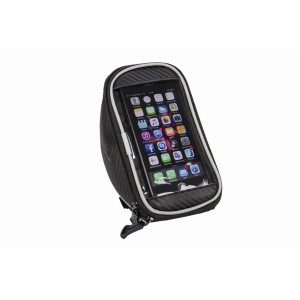 Fischer Lenker-Tasche mit Smartphonefach, schwarze Fahrradtasche mit transparentem Touch-Fenster.