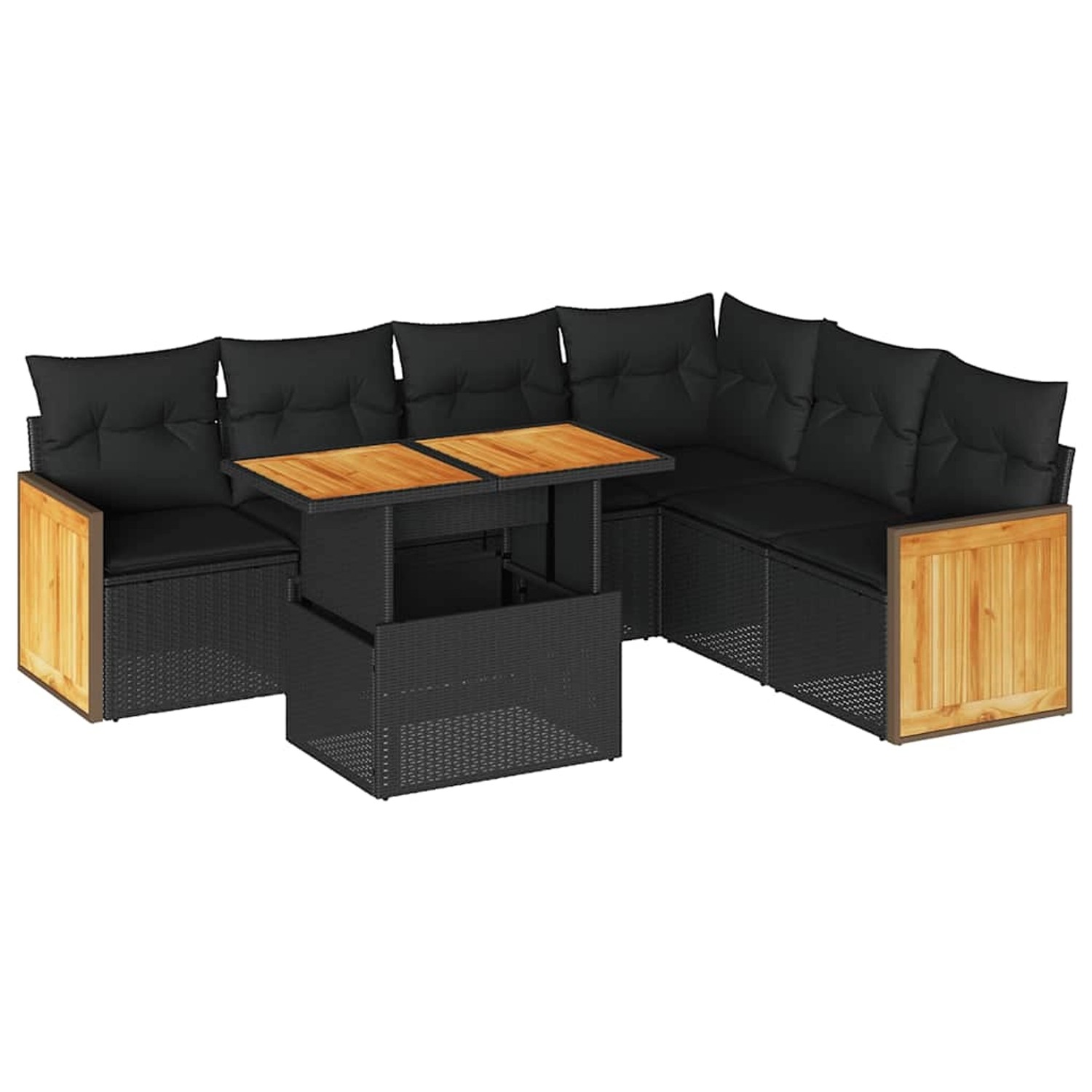 vidaXL 7-Tlg Garten-Sofagarnitur mit Kissen Schwarz Poly Rattan 3327716 günstig online kaufen