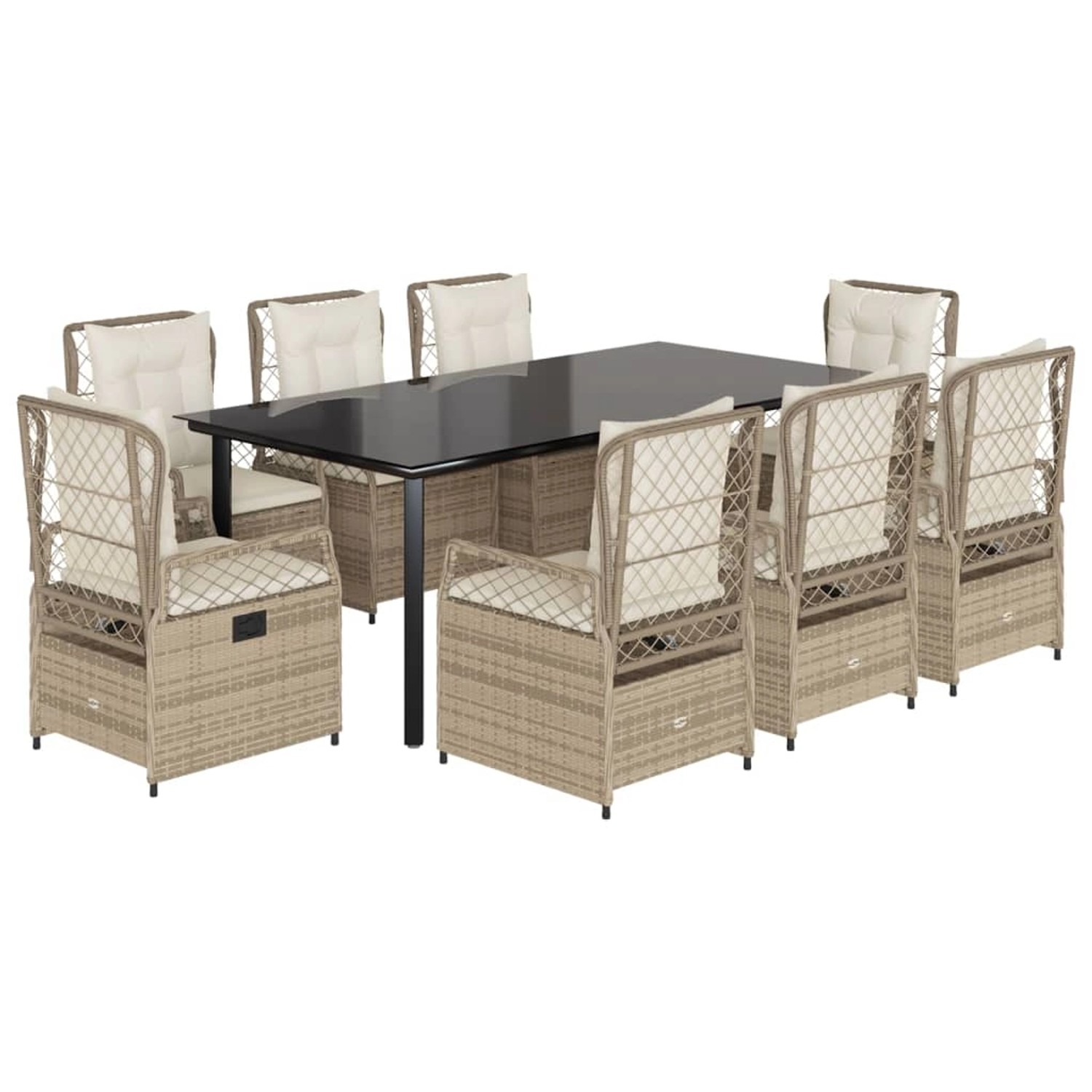 vidaXL 9-Tlg Garten-Essgruppe mit Kissen Beige Poly Rattan 3263026 günstig online kaufen