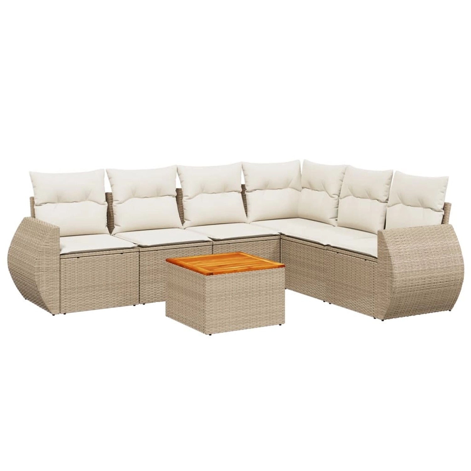 vidaXL 7-Tlg Garten-Sofagarnitur mit Kissen Beige Poly Rattan 3257353 günstig online kaufen