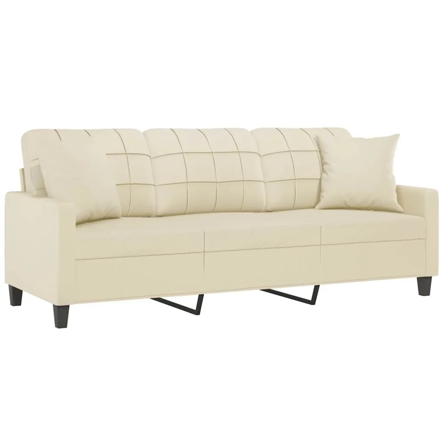 vidaXL 3-Sitzer-Sofa mit Zierkissen Creme 180 cm Kunstleder 3200809 günstig online kaufen