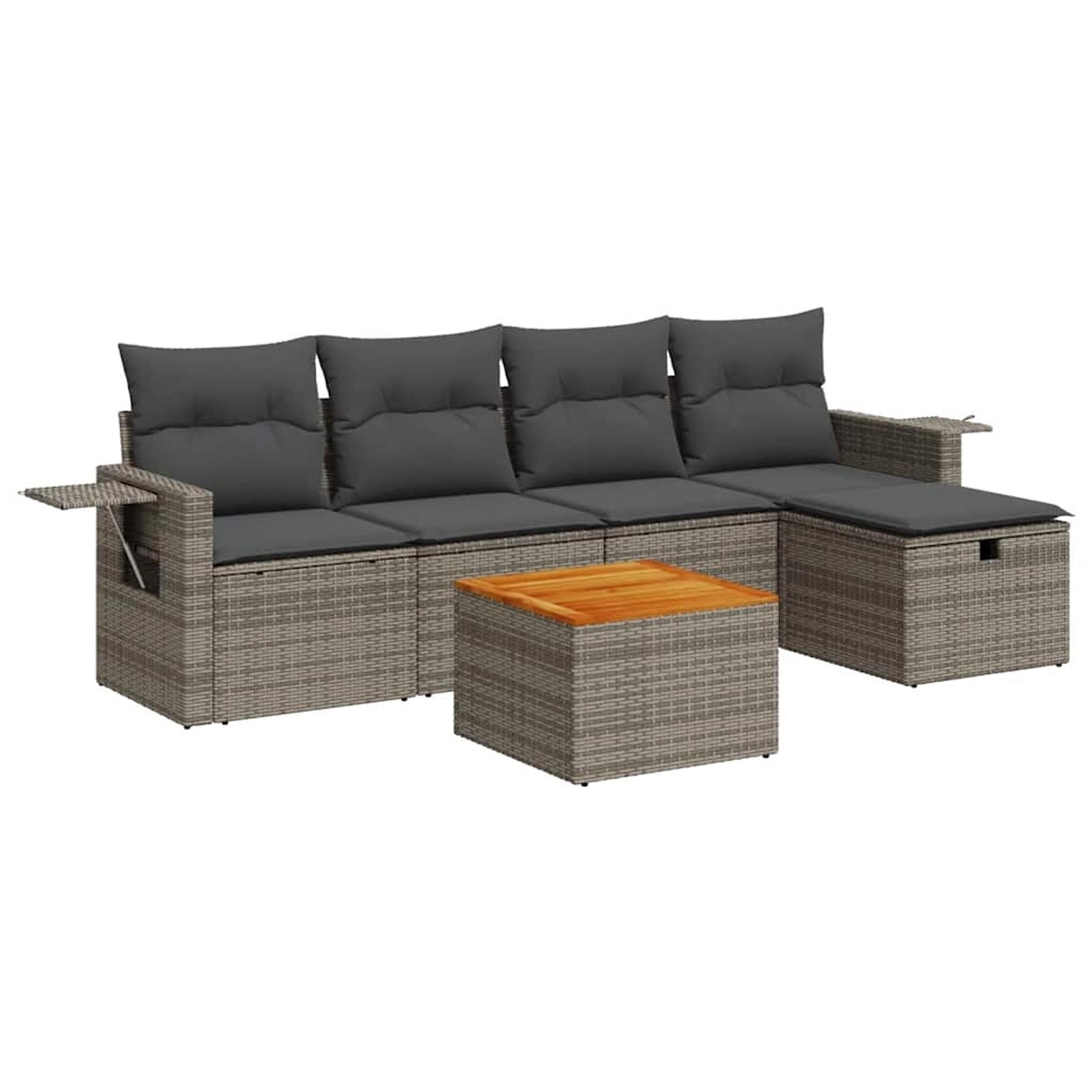 vidaXL 6-Tlg Garten-Sofagarnitur mit Kissen Grau Poly Rattan 3325812 günstig online kaufen