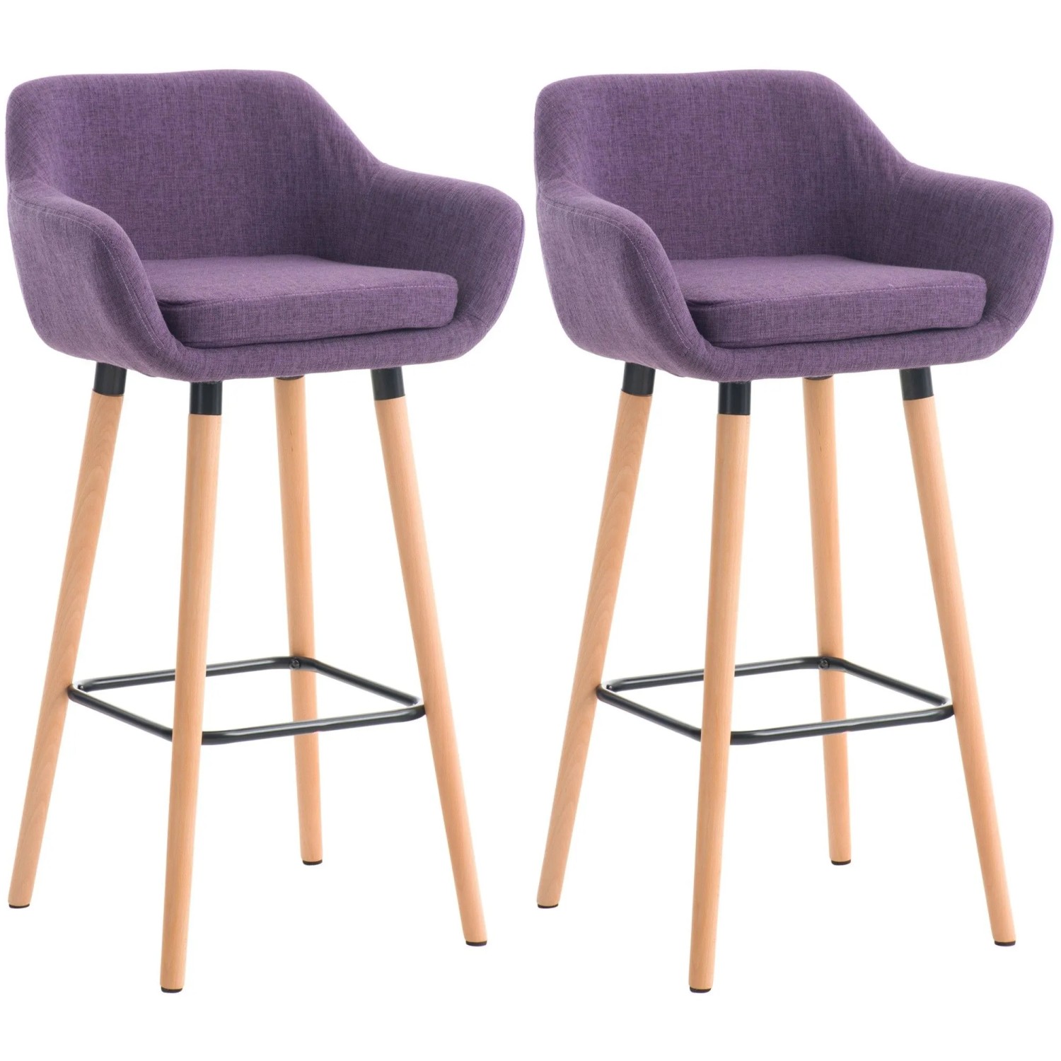 DELUKE Barhocker 2er Set Mit Lehne Lila VILO Stoffbezug 99x55x46cm Barhocker Mit Lehne Tresenhocker Barstuhl Thekenhocker