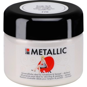 Marabu Metallic Farbe, Metallic-Weiß, 225ml, für Wand-Akzente und kreative Projekte.