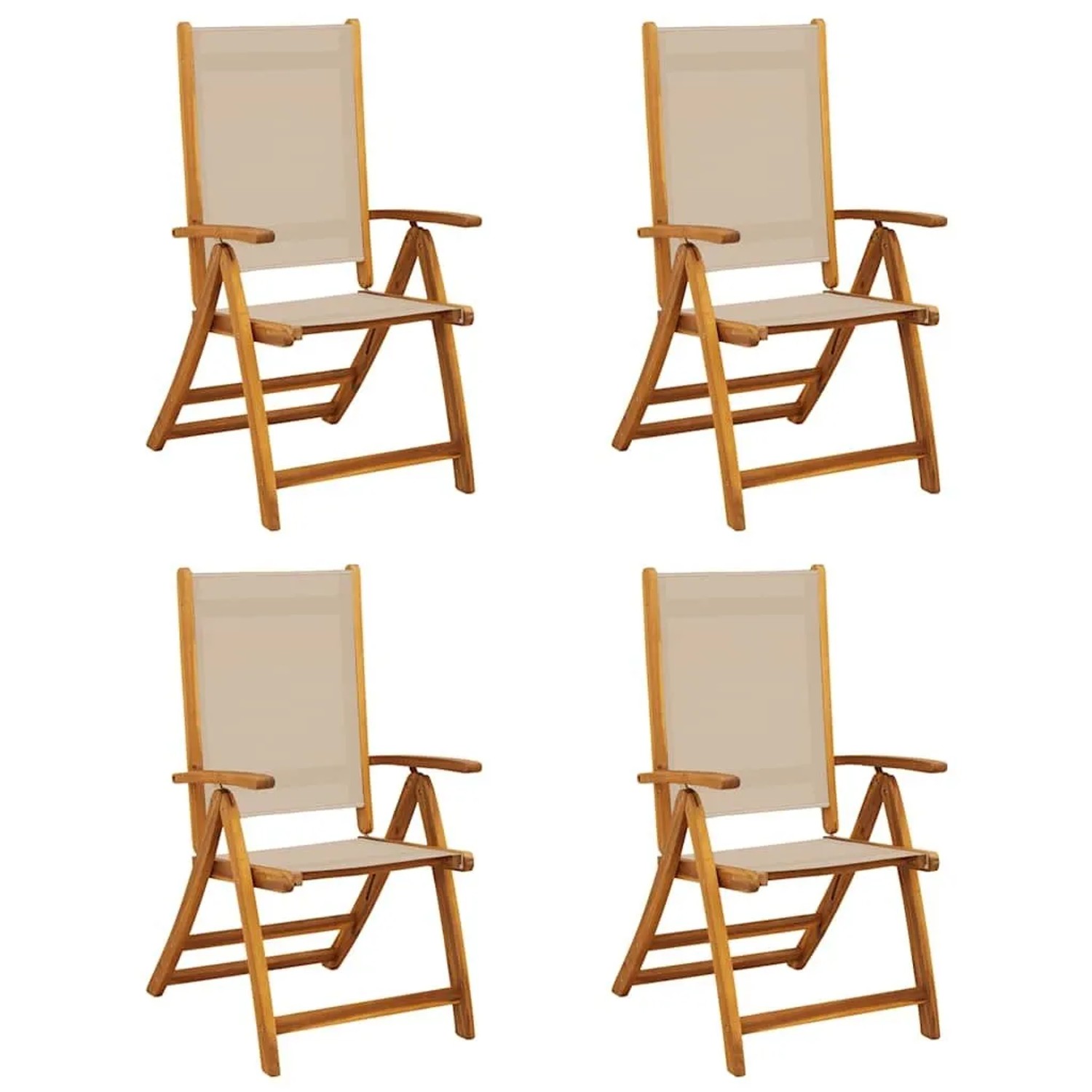 vidaXL Gartenstühle 4 Stk Klappbar Massivholz Akazie und Textilene 3279244