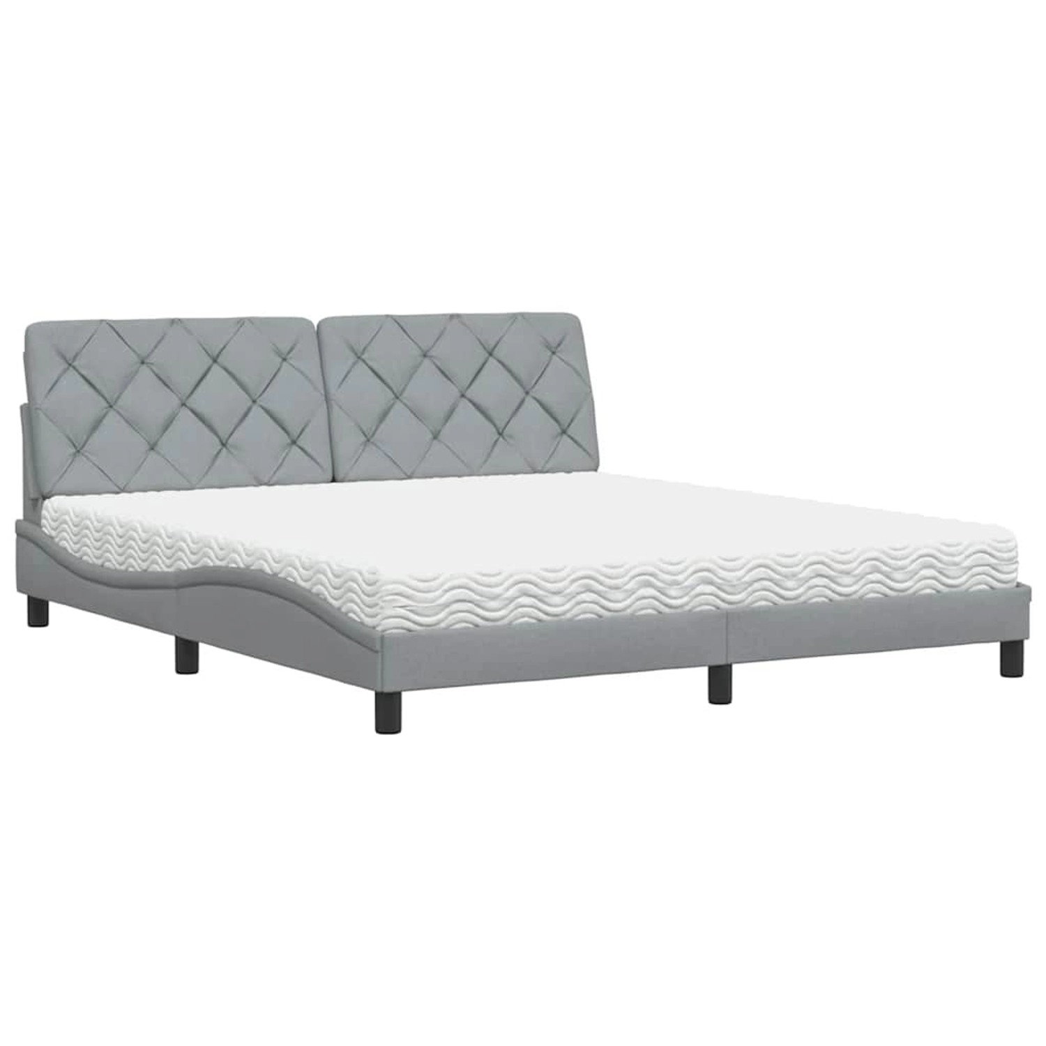 vidaXL Bett mit Matratze Hellgrau 180x200 cm Stoff 3310755