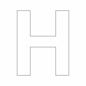 Weißer Aufkleber Buchstabe H, Höhe 10 cm, zur Kennzeichnung und Beschriftung.